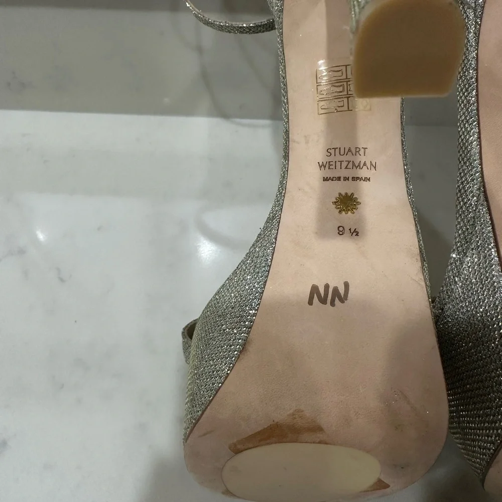 Stuart Weitzman Nudist Hollywood Platform Heel Silver Size 9.5 NWT Luxe Stiletto